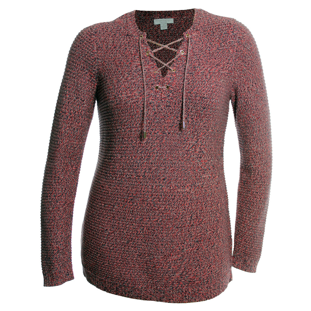 Pink Long Sleeve Lace Up Sweater Plus Sizes NEW w/ Tags Charter Club